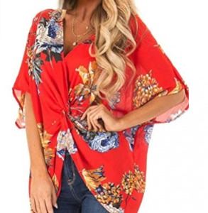 Womens Spring Floral Shirts Short Sleeve